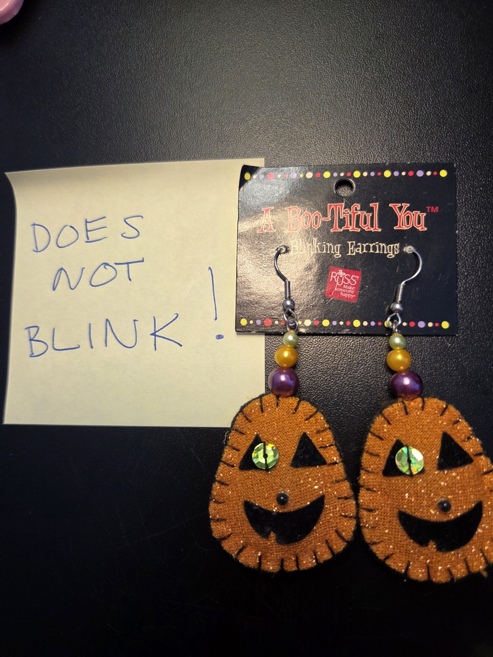 Vintage Russ "A Boo-Tiful You" Jack-O'-Lantern Halloween Dangle Earrings 🎃